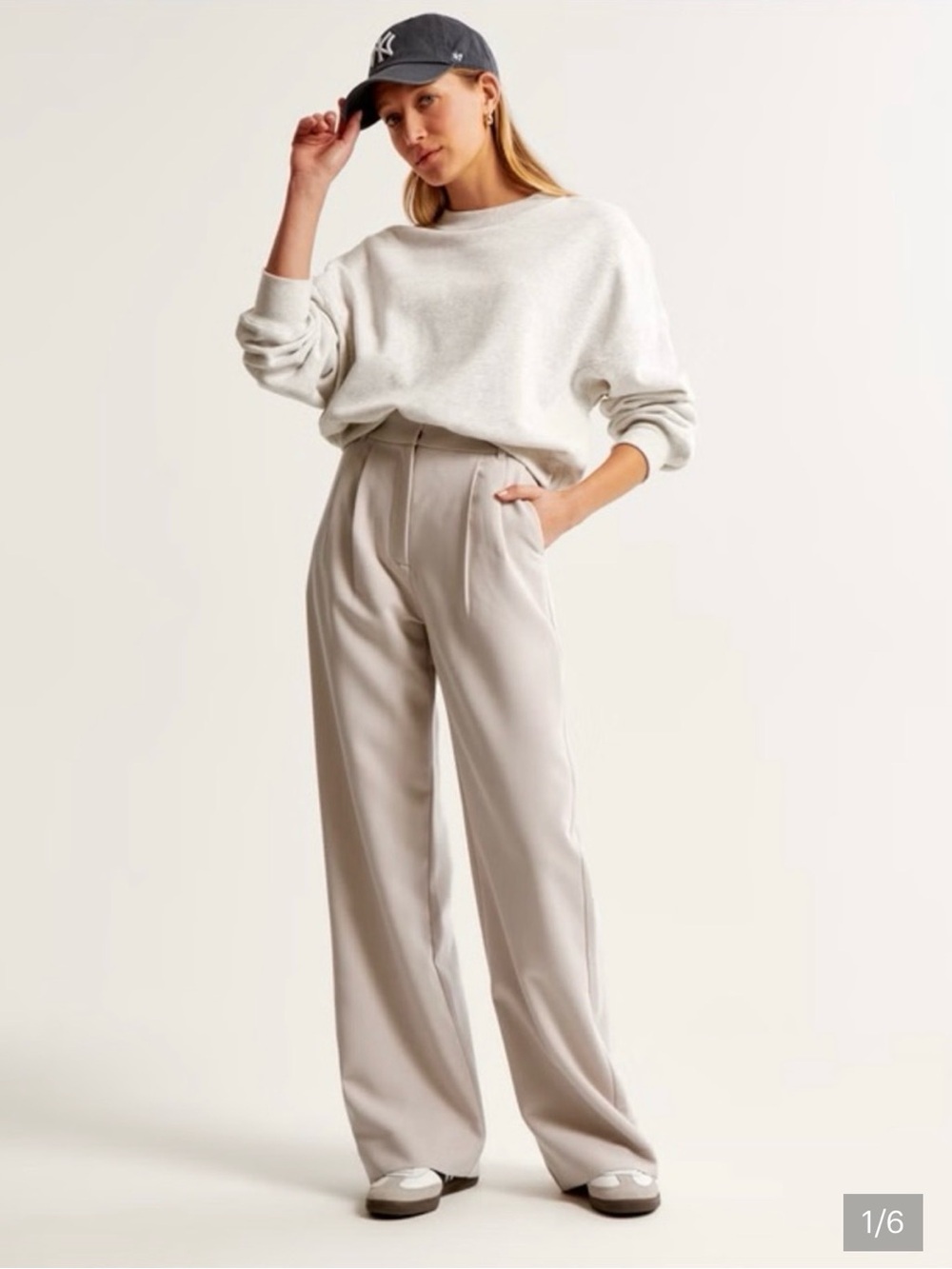 Abercrombie Sloan wide leg pant in light taupe